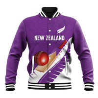 Custom New Zealand Cricket Baseball Jacket Kiwi Birds Haka Dance Purple Fern Sporty Style LT03 Unisex Purple - Polynesian Pride