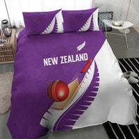 New Zealand Cricket Bedding Set Kiwi Birds Haka Dance Purple Fern Sporty Style