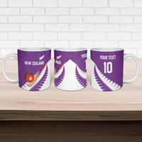Custom New Zealand Cricket Ceramic Mug Kiwi Birds Haka Dance Purple Fern Sporty Style LT03 - Polynesian Pride