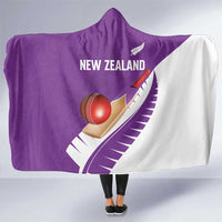 New Zealand Cricket Hooded Blanket Kiwi Birds Haka Dance Purple Fern Sporty Style LT03 One Size Purple - Polynesian Pride