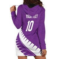 Custom New Zealand Cricket Hoodie Dress Kiwi Birds Haka Dance Purple Fern Sporty Style LT03 - Polynesian Pride