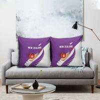 New Zealand Cricket Pillow Cover Kiwi Birds Haka Dance Purple Fern Sporty Style LT03 - Polynesian Pride