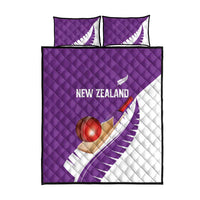New Zealand Cricket Quilt Bed Set Kiwi Birds Haka Dance Purple Fern Sporty Style LT03 - Polynesian Pride