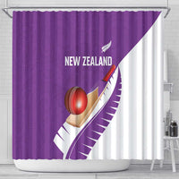New Zealand Cricket Shower Curtain Kiwi Birds Haka Dance Purple Fern Sporty Style LT03 - Polynesian Pride
