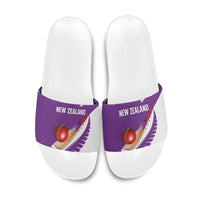 New Zealand Cricket Slide Sandals Kiwi Birds Haka Dance Purple Fern Sporty Style LT03 Purple - Polynesian Pride