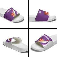 New Zealand Cricket Slide Sandals Kiwi Birds Haka Dance Purple Fern Sporty Style LT03 - Polynesian Pride