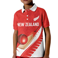 Custom New Zealand Cricket Kid Polo Shirt Kiwi Birds Haka Dance Red Fern Sporty Style LT03 Kid Red - Polynesian Pride