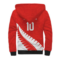 Custom New Zealand Cricket Sherpa Hoodie Kiwi Birds Haka Dance Red Fern Sporty Style LT03 - Polynesian Pride