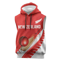 Custom New Zealand Cricket Sleeveless Hoodie Kiwi Birds Haka Dance Red Fern Sporty Style LT03 Red - Polynesian Pride