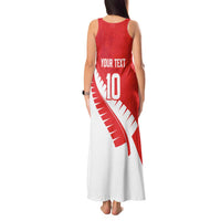 Custom New Zealand Cricket Tank Maxi Dress Kiwi Birds Haka Dance Red Fern Sporty Style LT03 - Polynesian Pride