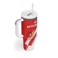 Custom New Zealand Cricket Tumbler With Handle Kiwi Birds Haka Dance Red Fern Sporty Style LT03 - Polynesian Pride