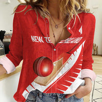 Custom New Zealand Cricket Women Casual Shirt Kiwi Birds Haka Dance Red Fern Sporty Style LT03 Female Red - Polynesian Pride