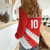Custom New Zealand Cricket Women Casual Shirt Kiwi Birds Haka Dance Red Fern Sporty Style LT03 - Polynesian Pride