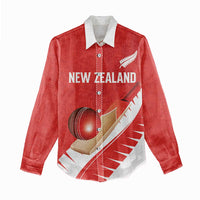 Custom New Zealand Cricket Women Casual Shirt Kiwi Birds Haka Dance Red Fern Sporty Style LT03 - Polynesian Pride