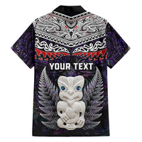 New Zealand Hei Tiki Family Matching Off Shoulder Long Sleeve Dress and Hawaiian Shirt Maori Purple Papua Shell Pattern LT03 - Polynesian Pride