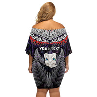 New Zealand Hei Tiki Off Shoulder Short Dress Maori Purple Papua Shell Pattern LT03 - Polynesian Pride