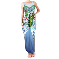 Aotearoa New Zealand Natural Plants Family Matching Tank Maxi Dress and Hawaiian Shirt Pohutukawa with Silver Ferns Koru Frond Maori Tattoos LT03 Mom's Dress Multicolor - Polynesian Pride