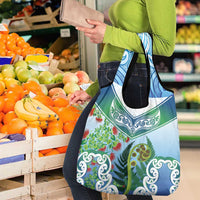 Aotearoa New Zealand Natural Plants Grocery Bag Pohutukawa with Silver Ferns Koru Frond Maori Tattoos LT03 - Polynesian Pride