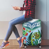 Aotearoa New Zealand Natural Plants Luggage Cover Pohutukawa with Silver Ferns Koru Frond Maori Tattoos LT03 - Polynesian Pride