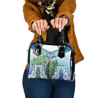 Aotearoa New Zealand Natural Plants Shoulder Handbag Pohutukawa with Silver Ferns Koru Frond Maori Tattoos