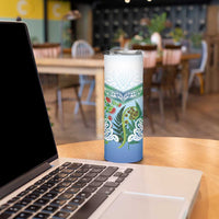 Aotearoa New Zealand Natural Plants Skinny Tumbler Pohutukawa with Silver Ferns Koru Frond Maori Tattoos LT03 - Polynesian Pride