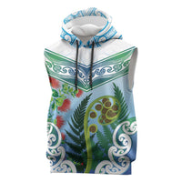 Aotearoa New Zealand Natural Plants Sleeveless Hoodie Pohutukawa with Silver Ferns Koru Frond Maori Tattoos LT03 Multicolor - Polynesian Pride