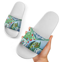 Aotearoa New Zealand Natural Plants Slide Sandals Pohutukawa with Silver Ferns Koru Frond Maori Tattoos LT03 - Polynesian Pride