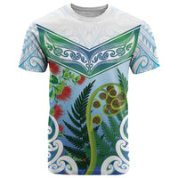 Aotearoa New Zealand Natural Plants T Shirt Pohutukawa with Silver Ferns Koru Frond Maori Tattoos LT03 Multicolor - Polynesian Pride
