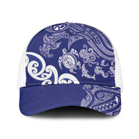 New Zealand Sea Animals with Maori Tribal Tattoo Baseball Net Cap Blue Color