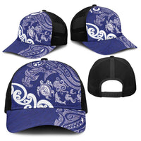 New Zealand Sea Animals with Maori Tribal Tattoo Baseball Net Cap Blue Color
