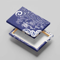 New Zealand Sea Animals with Maori Tribal Tattoo Canvas Wall Art Blue Color