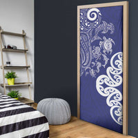 New Zealand Sea Animals with Maori Tribal Tattoo Door Cover Blue Color LT03 - Polynesian Pride