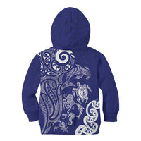 New Zealand Sea Animals with Maori Tribal Tattoo Kid Hoodie Blue Color LT03 - Polynesian Pride