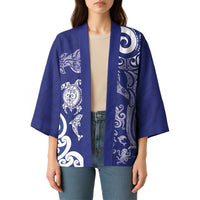 New Zealand Sea Animals with Maori Tribal Tattoo Kimono Blue Color