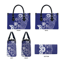 New Zealand Sea Animals with Maori Tribal Tattoo Leather Bag Blue Color