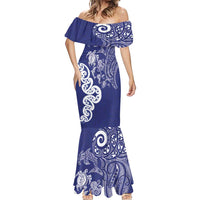 New Zealand Sea Animals with Maori Tribal Tattoo Mermaid Dress Blue Color LT03 - Polynesian Pride