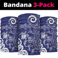 New Zealand Sea Animals with Maori Tribal Tattoo Neck Gaiter Blue Color