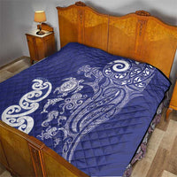 New Zealand Sea Animals with Maori Tribal Tattoo Quilt Blue Color