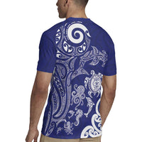 New Zealand Sea Animals with Maori Tribal Tattoo Rugby Jersey Blue Color