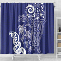 New Zealand Sea Animals with Maori Tribal Tattoo Shower Curtain Blue Color LT03 - Polynesian Pride