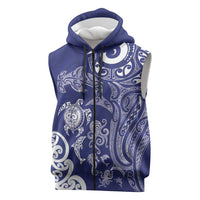 New Zealand Sea Animals with Maori Tribal Tattoo Sleeveless Zip Hoodie Blue Color LT03 Blue - Polynesian Pride