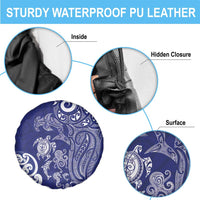 New Zealand Sea Animals with Maori Tribal Tattoo Spare Tire Cover Blue Color LT03 - Polynesian Pride