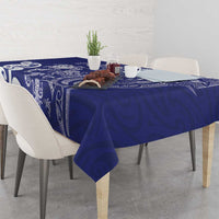 New Zealand Sea Animals with Maori Tribal Tattoo Tablecloth Blue Color