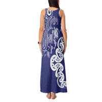 New Zealand Sea Animals with Maori Tribal Tattoo Tank Maxi Dress Blue Color LT03 - Polynesian Pride
