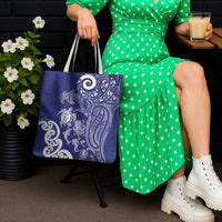 New Zealand Sea Animals with Maori Tribal Tattoo Tote Bag Blue Color LT03 - Polynesian Pride