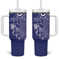 New Zealand Sea Animals with Maori Tribal Tattoo Tumbler With Handle Blue Color LT03 One Size: 40 oz Blue - Polynesian Pride