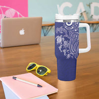 New Zealand Sea Animals with Maori Tribal Tattoo Tumbler With Handle Blue Color LT03 - Polynesian Pride
