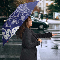New Zealand Sea Animals with Maori Tribal Tattoo Umbrella Blue Color