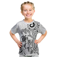 New Zealand Sea Animals with Maori Tribal Tattoo Kid T Shirt White Color LT03 White - Polynesian Pride