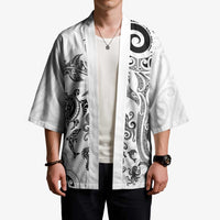 New Zealand Sea Animals with Maori Tribal Tattoo Kimono White Color